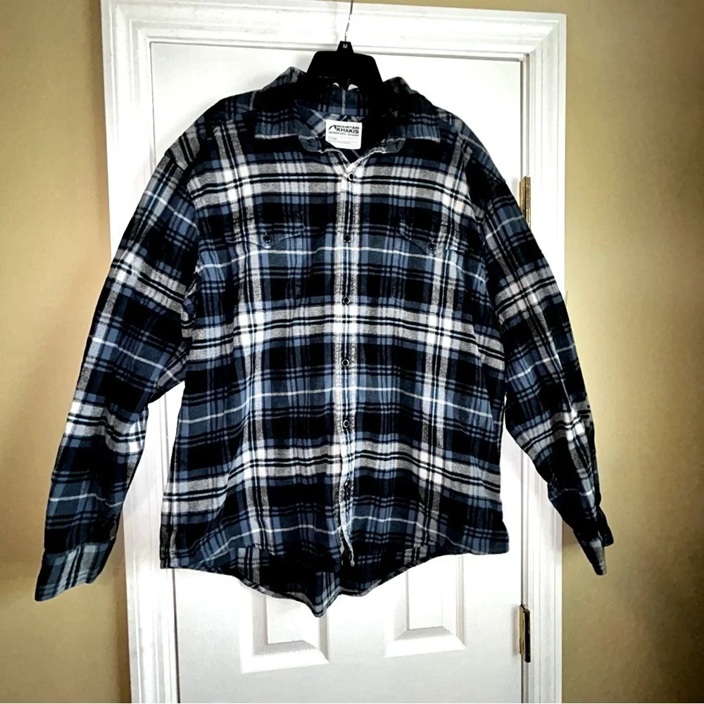 Mountain Khakis Men’s Blue and Black Plaid Shirt Size XL